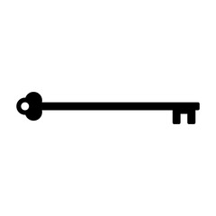 Long door key. Vector silhouette on a white background.