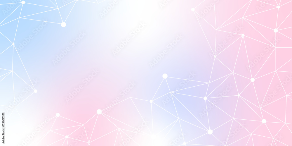 Aufkleber Abstract Pink and Blue Gradient Background Geometric connected line and dots Technology Concept. Medical, technology, science background Global business. Social network communication. Vector design.
