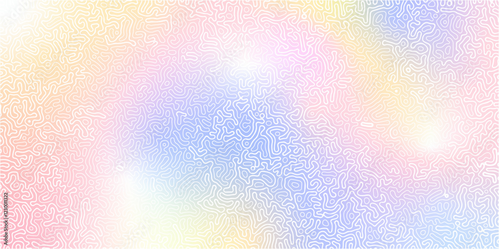 Poster abstract linear design with biological shapes. organic lines in memphis. light pink and blue gradien