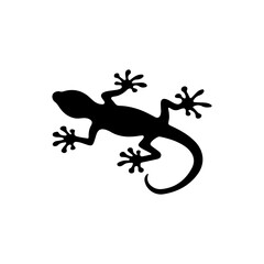 Black lizard silhouette vector illustration on white background.