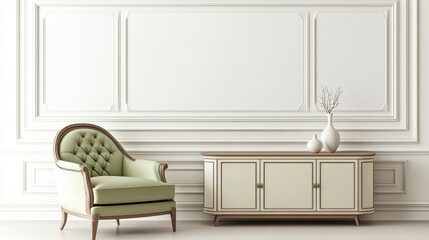 Elegant Green Chair and Minimalist Decor in Stylish Room Interior