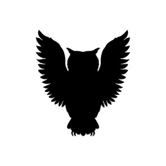 Black Owl silhouette vector illustration on white background.