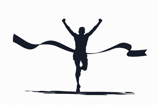Triumphant Runner Crossing Finish Line