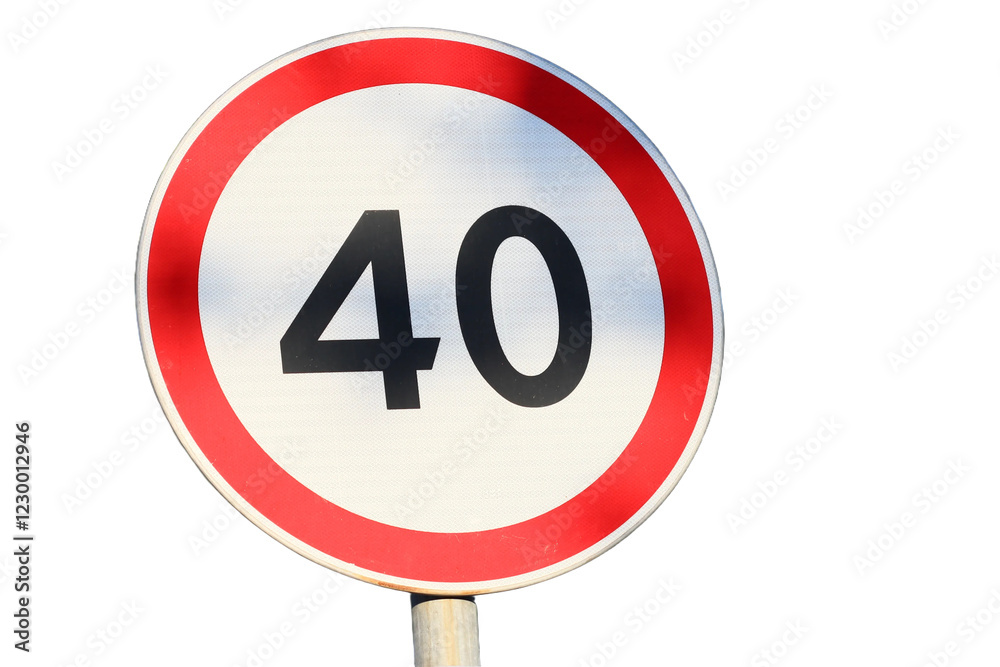 Poster a 40 mph speed limit sign on a pole in a typical urban or rural environment.