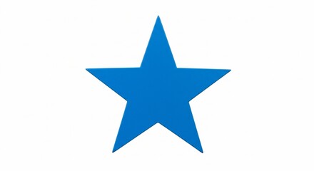 Vibrant Blue Five Pointed Star Shape Isolated on White Background Simple Graphic Design Element