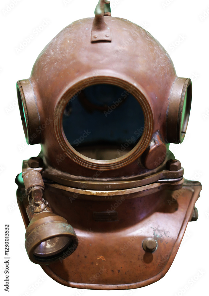 Aufkleber a close-up view of a diving helmet on a white background, suitable for use in photographs or illustr