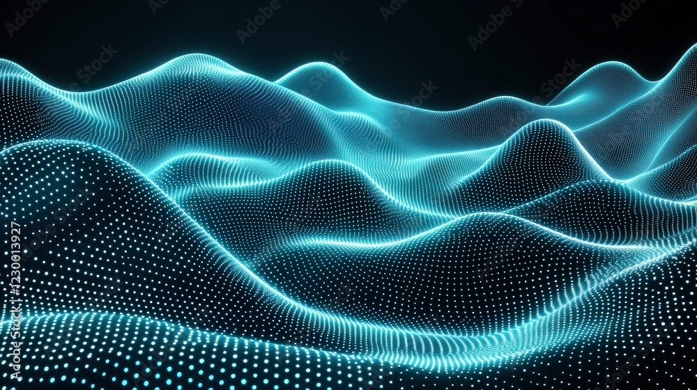 Poster abstract background featuring blue lines and dots in a dynamic pattern for visual design projects