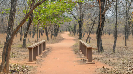 Forest path bridge, nature walk, trees, serenity, travel