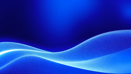 Indigo Navy Cyan Abstract Backdrop with Blurred Waves, Glitter Glow, and Fine Grain Particle Texture
