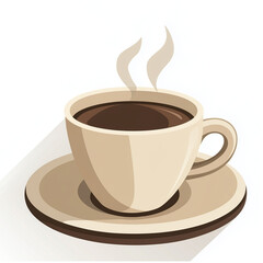 Clipart flat art style icon,  isolated  - Clipart flat art style icon of a coffee cup with steam