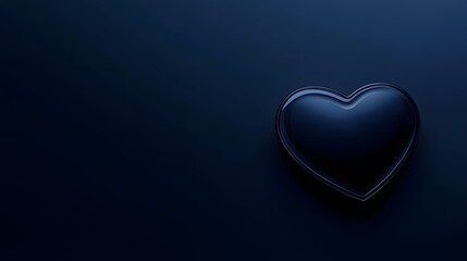 Fototapeta premium Elegant Black Heart Shape on Deep Blue Background for Romantic Themes