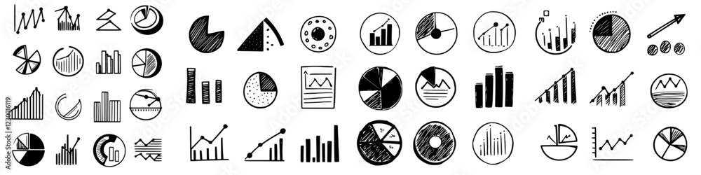 Poster visual representation of data analysis with various chart designs and futuristic elements in a creat