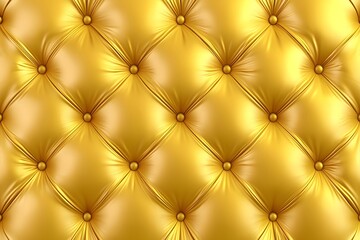 Fototapeta premium Luxurious Golden Leather Upholstery Texture Buttoned Diamond Pattern Background