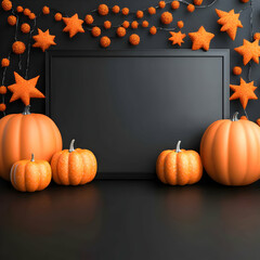 Halloween pumpkins frame mockup
