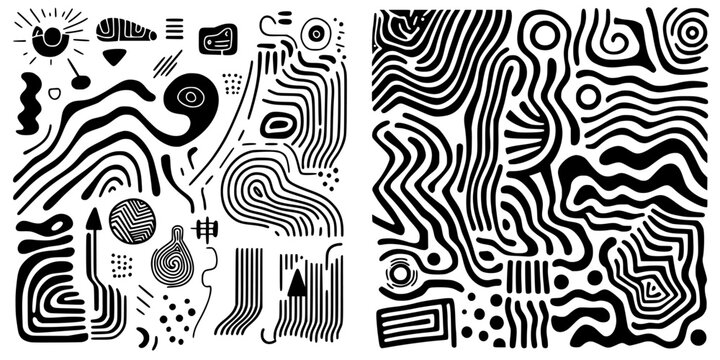 Visually striking abstract black and white patterns create a dynamic and modern aesthetic for futuristic designs