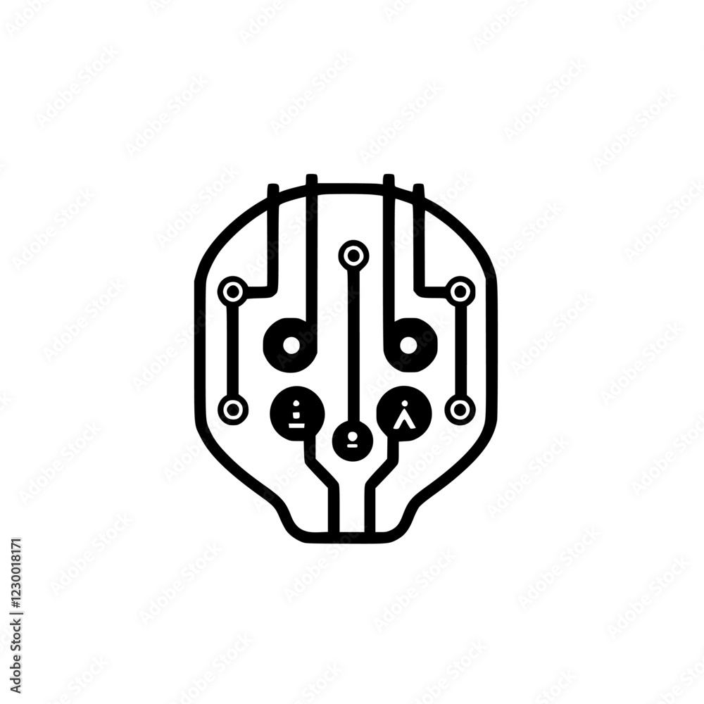 Poster futuristic hologram design featuring a circuit board pattern with intricate details and a tech-inspi