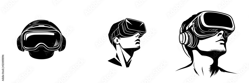 Poster exploring virtual worlds with advanced vr technology in a futuristic setting