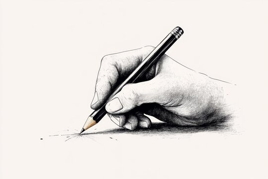 A minimalist line-art illustration of a hand holding a pencil, drawing a perfect circle, symbolizing proficiency through precision, with clean black lines and a soft gray background