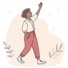 Obraz premium Person Waving Goodbye in a cheerful and welcoming stance