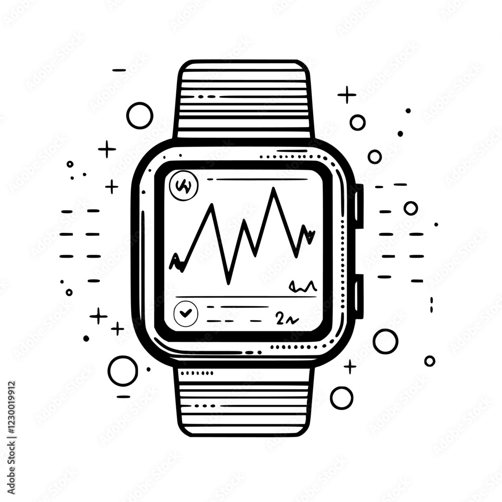 Poster futuristic smartwatch with holographic data display and vfx elements showcasing real-time health met
