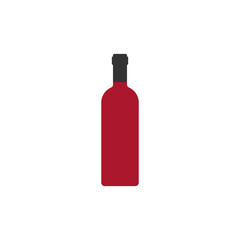Silhouette of a wine bottle with red wine inside. Vector illustration on a white background.