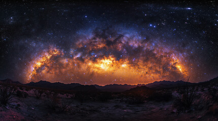 Naklejka premium Stunning Clear View of the Milky Way Galaxy in a Starry Night Sky Above Mountains