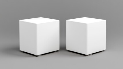 Modern Minimalistic White Cubes on Gray Background for Design Use