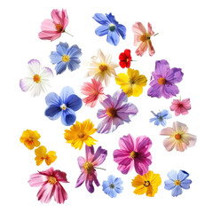 Obraz premium Colorful Varieties of Wildflowers Against a White Background