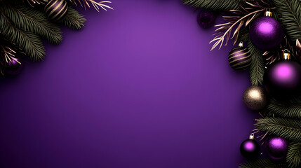 Purple Christmas ornaments frame