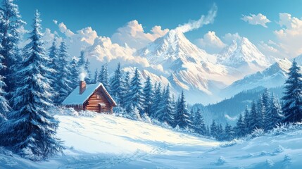 winter landscape with house