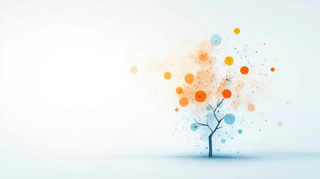 Abstract design of interconnected micro-certificates forming a skill tree, showcasing modular learning and micro-credentials for skill development