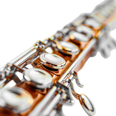 Obraz premium Close-Up of a Flute Showing Keys and Body in Intricate Detail