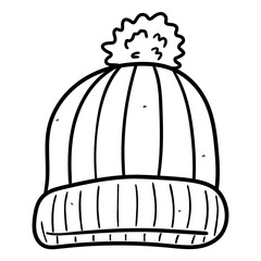 Hand drawn doodle warm winter hat on white background.