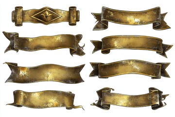 Vintage Gold Ribbons Set for Design Elements