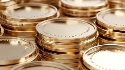 A stack of golden coins, financial growth concept, 3D illustration, realistic, isolated on white background