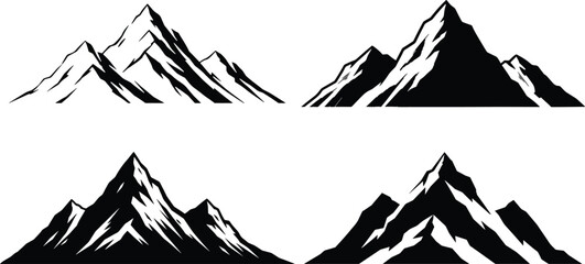 Mountine Peak Silhoutte Set Illustration