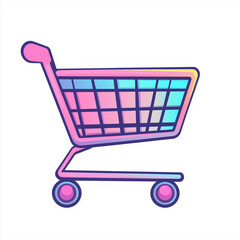Clipart flat art style icon,  isolated  - Clipart flat art style icon of a shopping cart