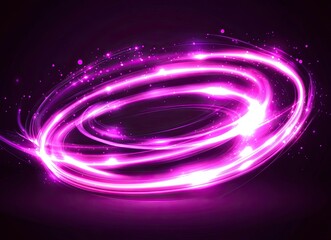 Abstract background with glowing lines and curves on a dark black background, neon light effect in a pink color, motion blur of the night sky, 