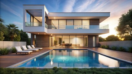 Modern Villa with Swimming Pool, swimming pool, exterior render