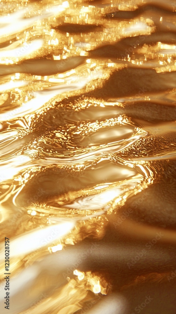 Aufkleber ripples shimmer across a metallic gold surface, reflecting light in mesmerizing patterns. the allure