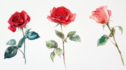 Red roses theme watercolor Triadic Color Scheme.