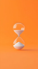 Hourglass, sand, time, orange background, deadline concept