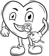 Cute Doodle Cartoon Heart Character Outline