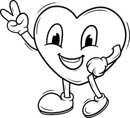 Cute Doodle Cartoon Heart Character Outline
