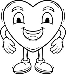 Cute Doodle Cartoon Heart Character Outline
