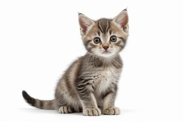 Obraz premium there is a small kitten sitting on a white surface