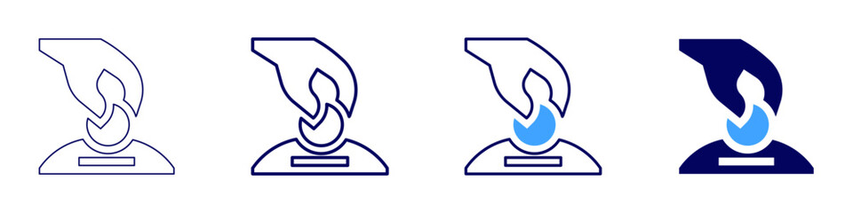 Charity donations icon in 4 different styles. Thin Line, Line, Bold, and Bold Line. Duotone style. Editable stroke