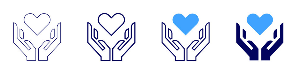 Give love icon in 4 different styles. Thin Line, Line, Bold, and Bold Line. Duotone style. Editable stroke
