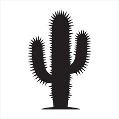 A unique cactus silhouette on white background
