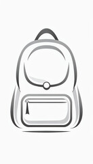 Obraz premium school bag line drawing, simple backpack outline illustration, modern schoolbag icon, college, university, bookbag student, education, rucksack, knapsack, satchel, bagpack, daypack, pack, carryall